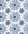 Retro Blue Floral Pattern Rug