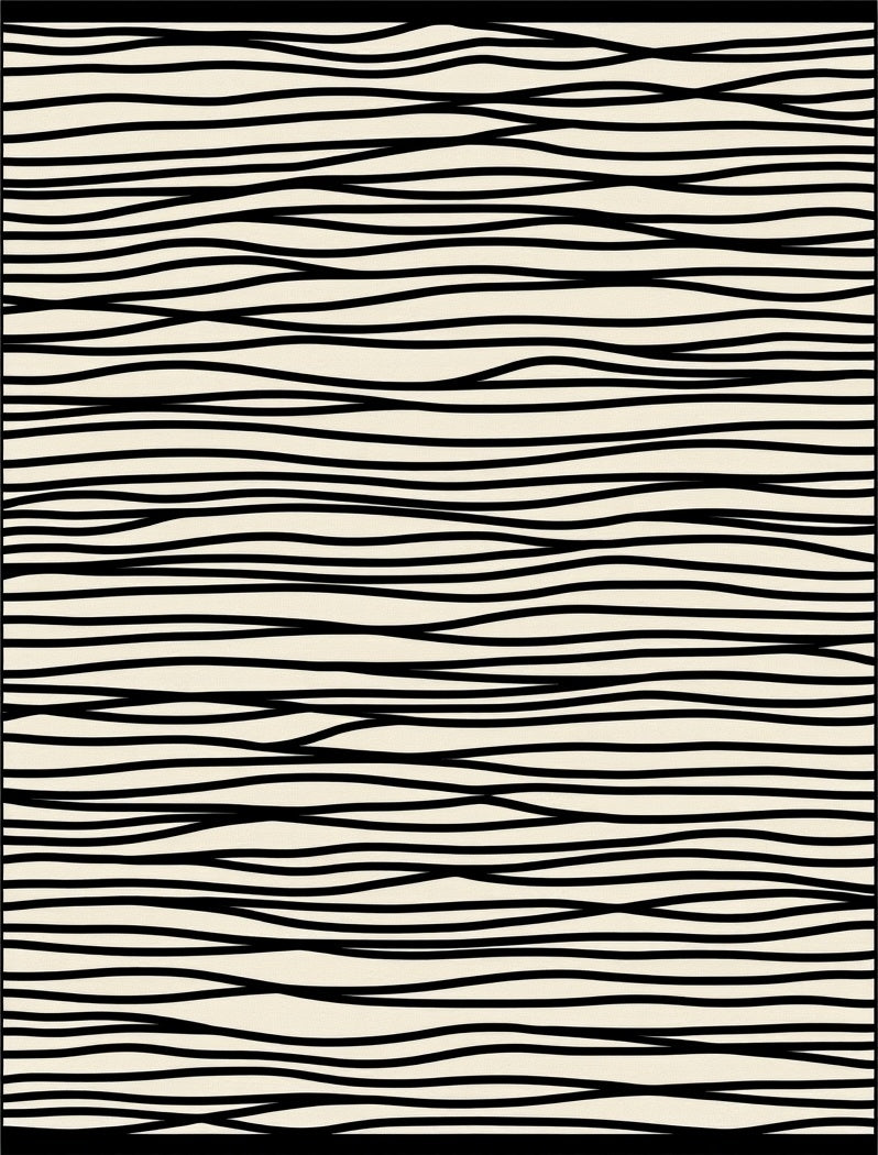 Abstract Black Line Textured Rug