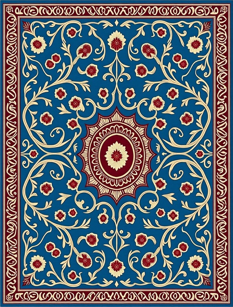 Ornate Floral Vine Pattern Rug