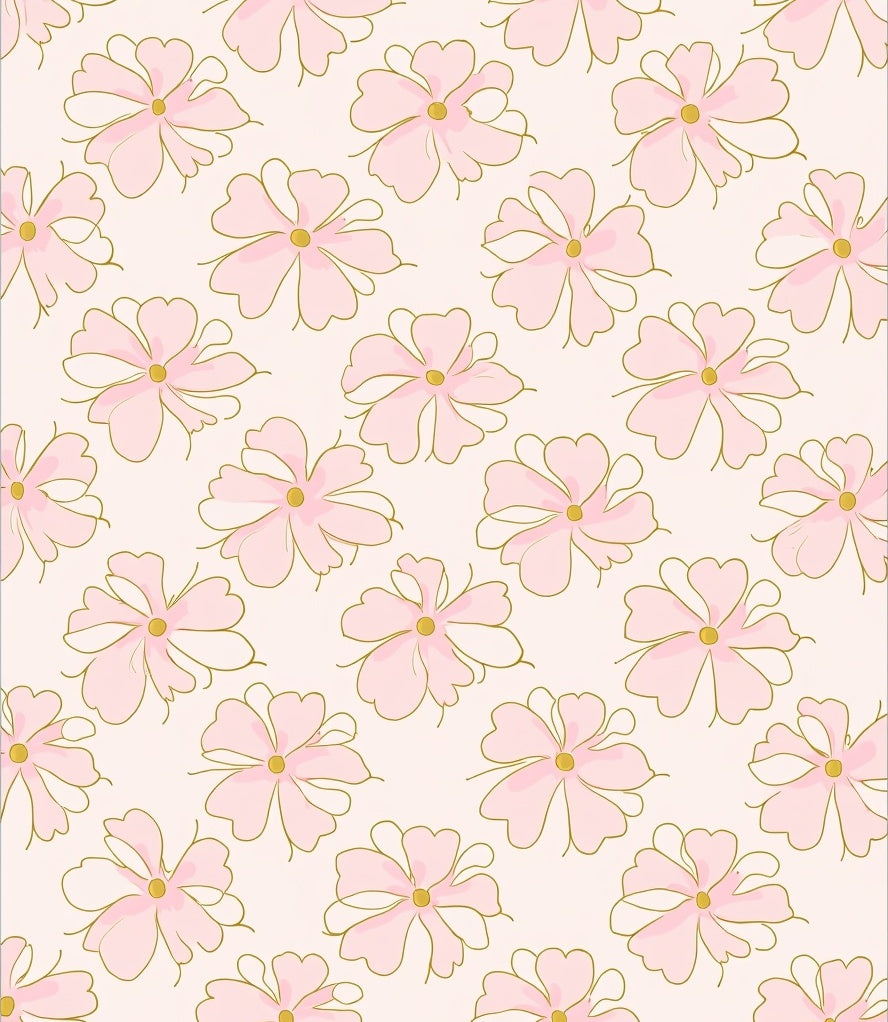 Delicate Pink Floral Pattern Design Rug
