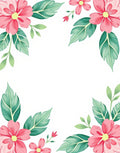 Pink Floral Leaf Corner Accents Rug