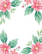 Pink Floral Leaf Corner Accents Rug