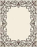 Ornate Scrollwork Leaf Pattern Border Rug