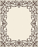 Ornate Scrollwork Leaf Pattern Border Rug