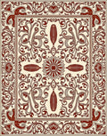 Brown Ornamental Flourish Damask Pattern Rug