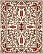 Brown Ornamental Flourish Damask Pattern Rug