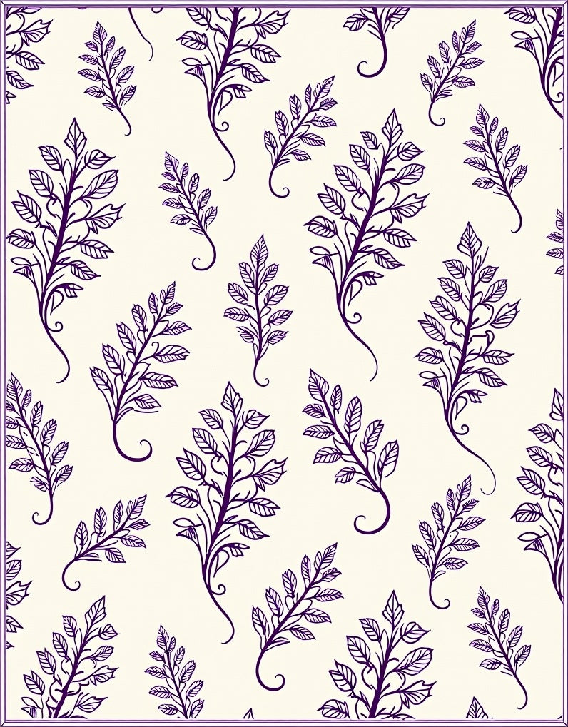 Regal Purple Leaf Pattern Rug