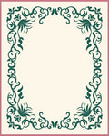 Emerald Green Floral Scroll Border Design Rug