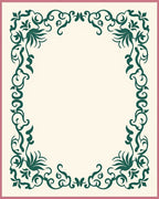 Emerald Green Floral Scroll Border Design Rug