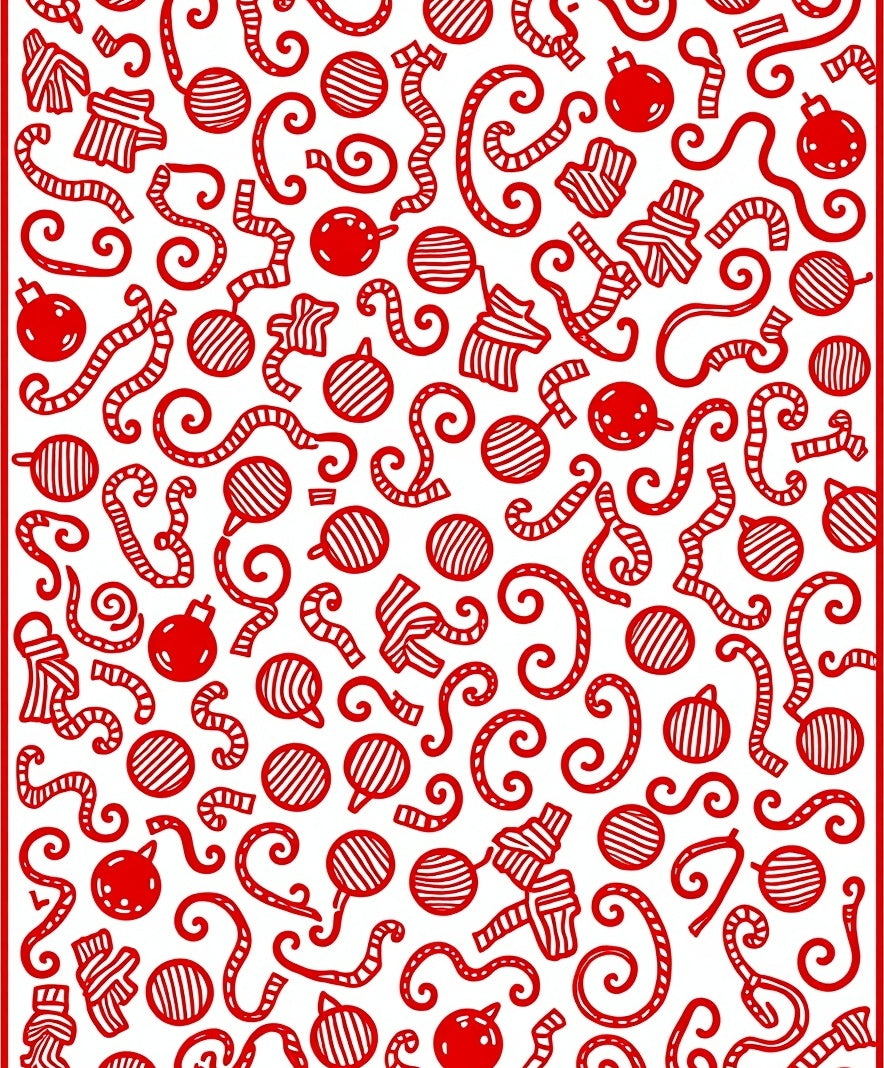 Red Ribbon And Ornament Collage Rug