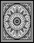 Intricate Black White Circular Pattern Rug