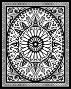 Intricate Black White Circular Pattern Rug