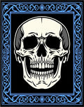 Ornate Blue Skull Black Backdrop Rug