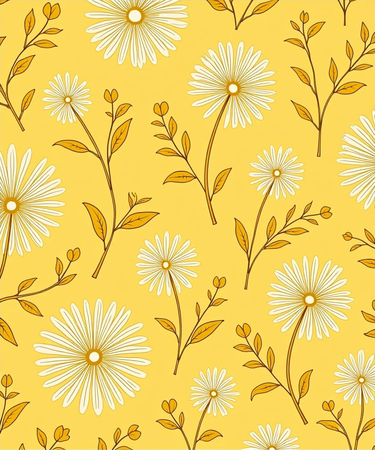 Bright Yellow Daisy Floral Pattern Rug