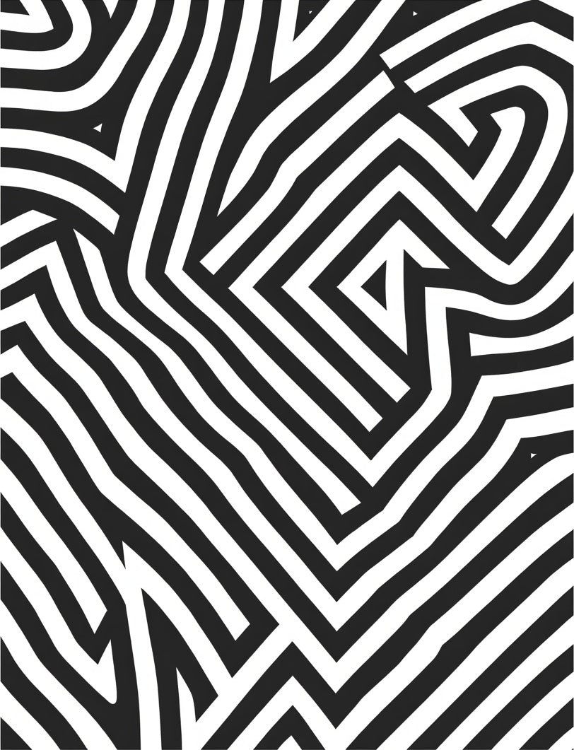 Abstract Black White Striped Pattern Rug