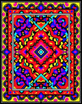 Vibrant Red Blue Yellow Geometric Pattern Rug