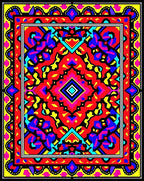 Vibrant Red Blue Yellow Geometric Pattern Rug