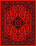 Bold Red Black Floral Medallion Pattern Rug
