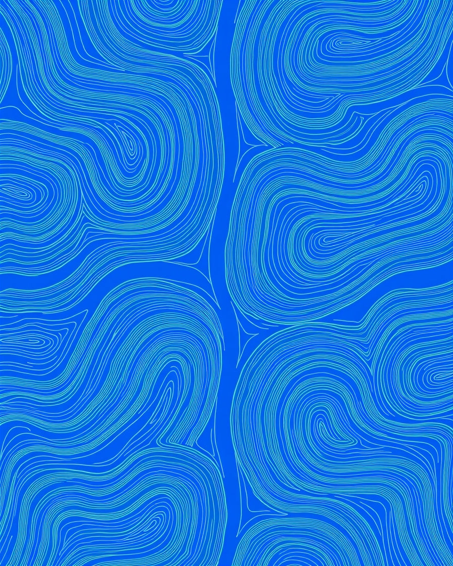 Abstract Blue Swirl Lines Rug