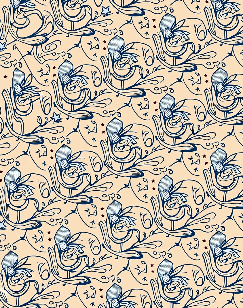 Art Nouveau Floral Swirls Pattern Rug