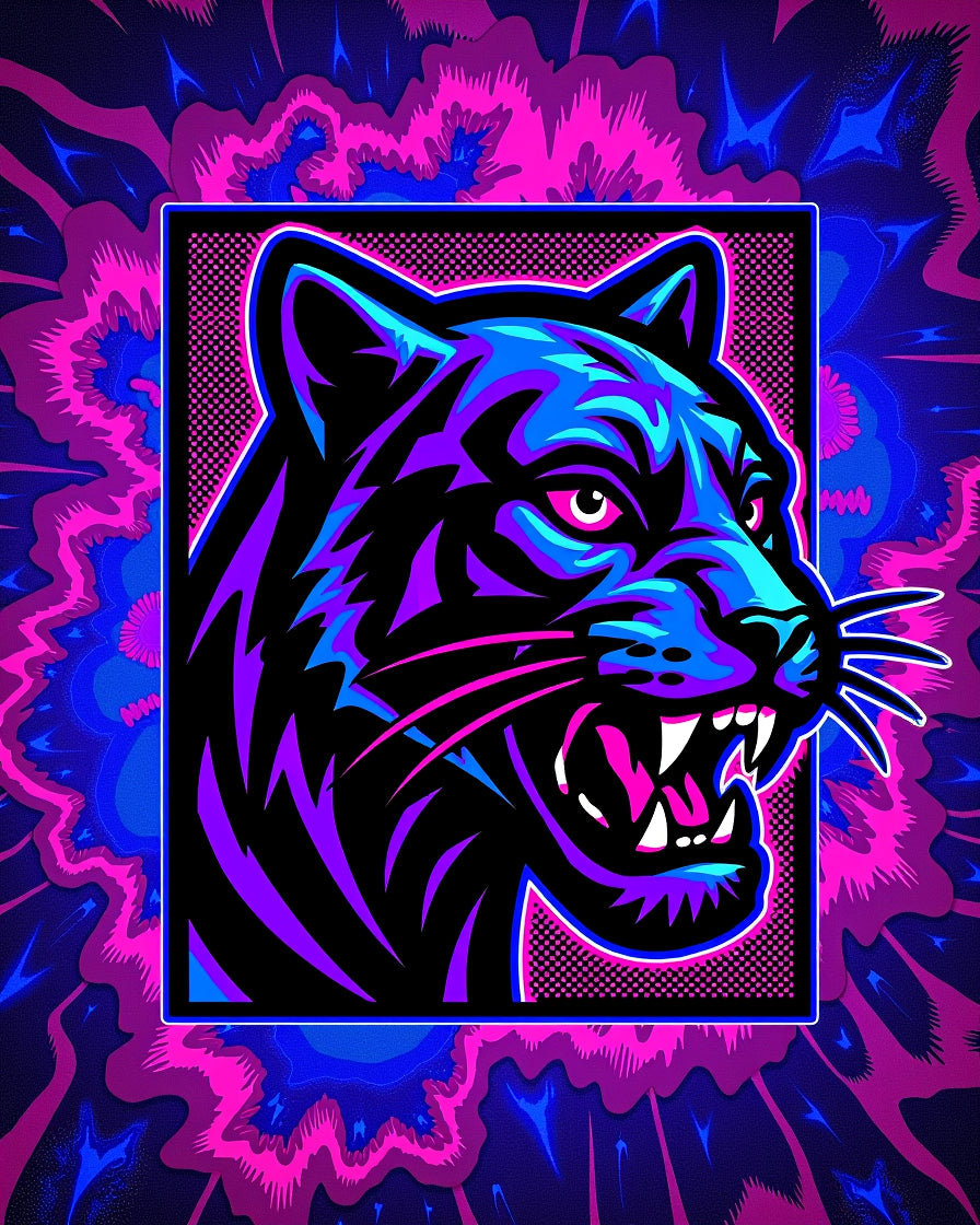 Bold Panther Neon Abstract Rug