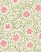 Floral Vine Swirl Pink Daisy Rug