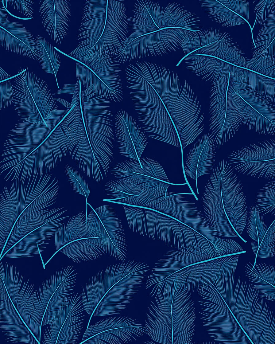 Dark Blue Feather Pattern Rug
