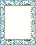 Intricate Teal Floral Scroll Border Rug