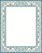 Intricate Teal Floral Scroll Border Rug
