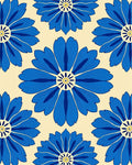 Bold Blue Floral Patterned Accent Rug