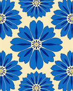 Bold Blue Floral Patterned Accent Rug