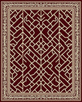 Deep Red Geometric Lattice Border Rug