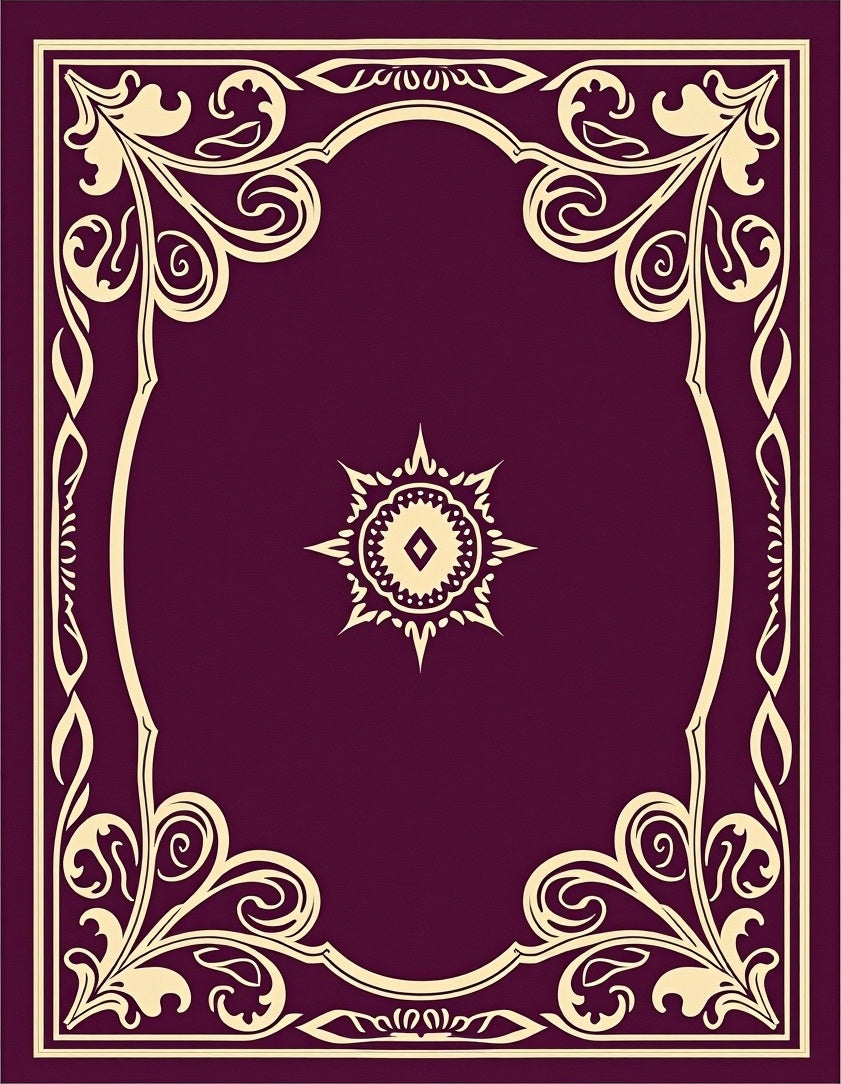 Elegant Floral Frame Circular Medallion Design Rug