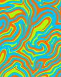 Vibrant Orange Blue Swirl Pattern Rug