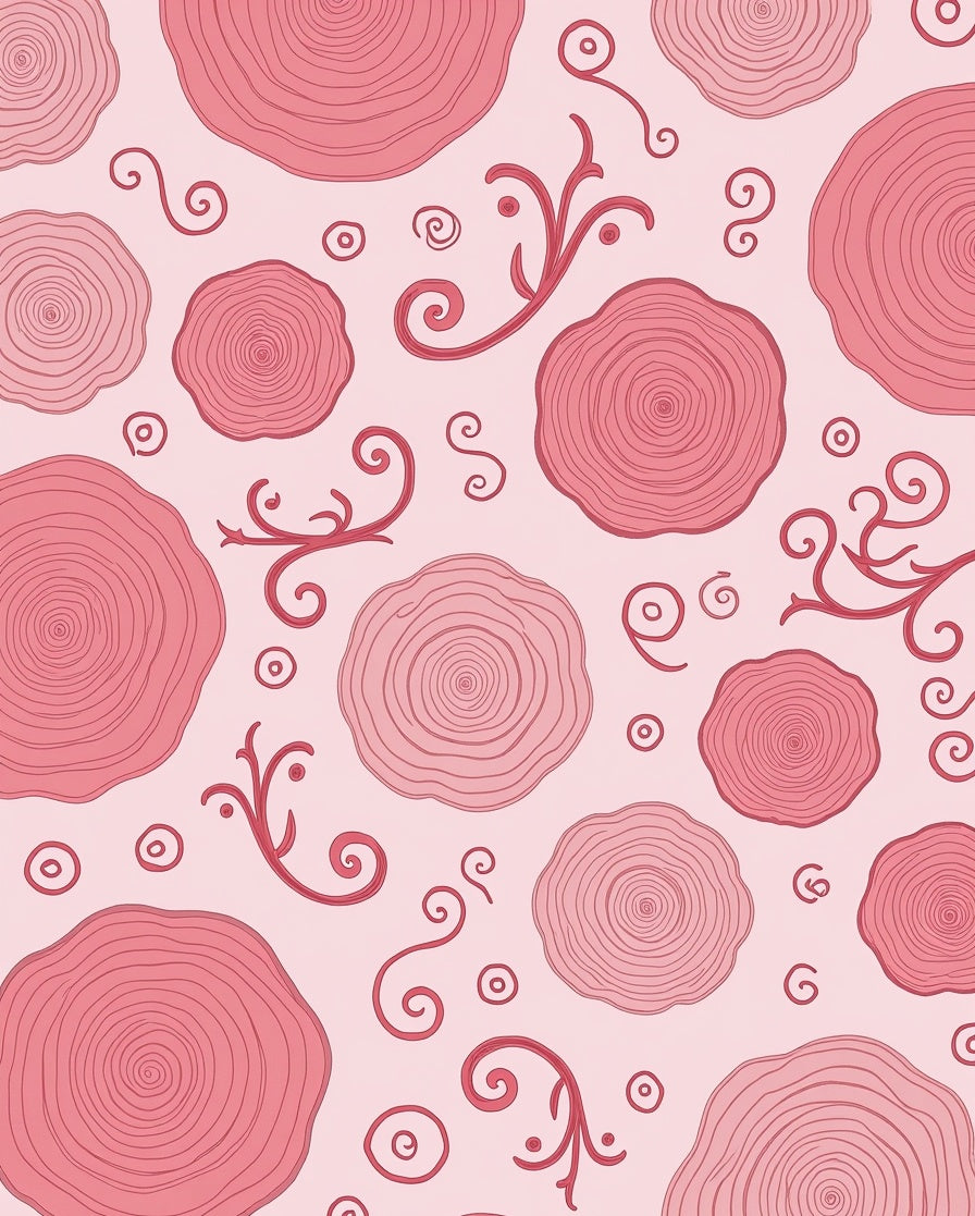 Pink Floral Swirl Patterned Design Rug