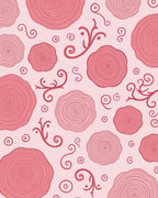 Pink Floral Swirl Patterned Design Rug