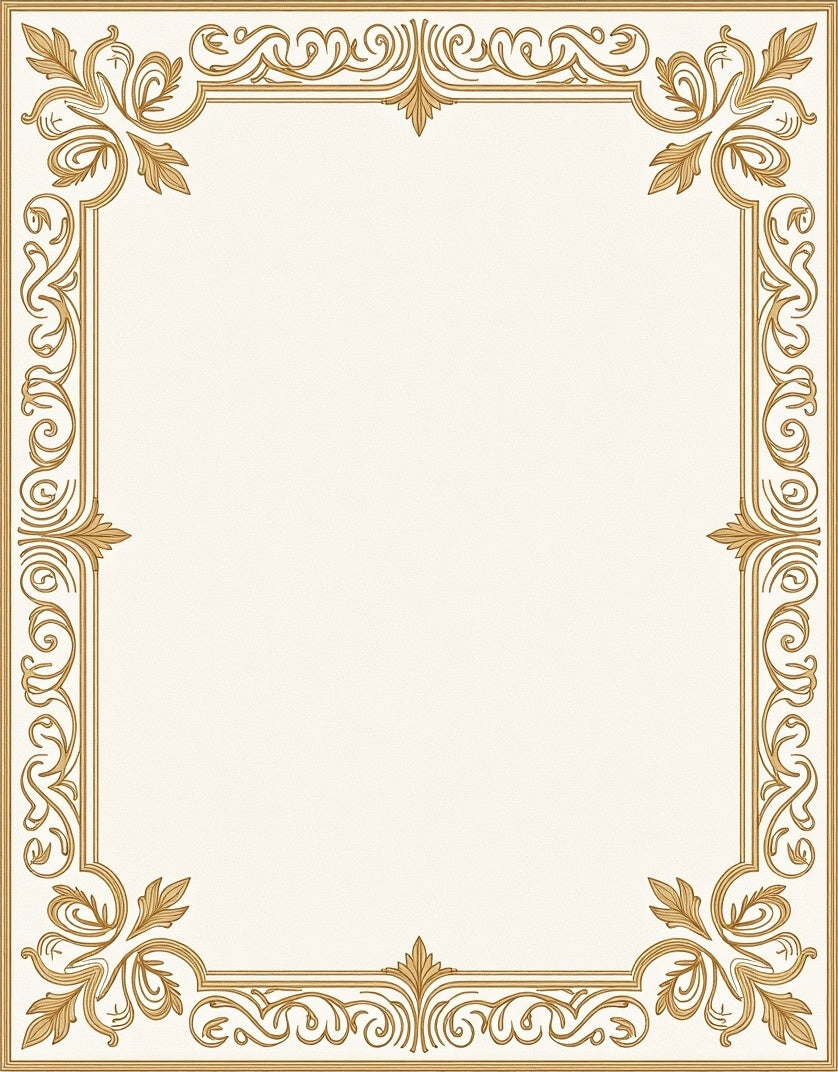 Ornate Scrollwork Golden Edge Pattern Rug