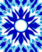 Bold Blue White Floral Mandala Design Rug