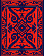 Ornate Red Blue Swirl Design Rug