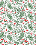 Green Red Botanical Line Art Rug