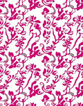Vibrant Pink Curvy Botanical Pattern Rug