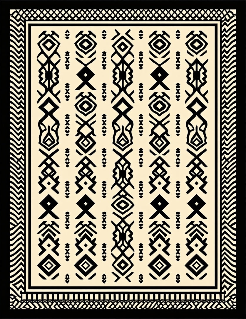 Bold Abstract Tribal Pattern Rug