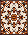Orange Swirl Floral Mandala Pattern Rug