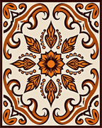 Orange Swirl Floral Mandala Pattern Rug