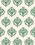 Elegant Green Floral Damask Pattern Rug