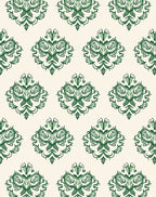 Elegant Green Floral Damask Pattern Rug