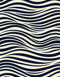 Dark Blue Cream Wavy Stripe Rug