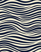 Dark Blue Cream Wavy Stripe Rug