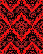 Red Black Ornate Damask Pattern Rug