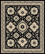 Classic Black Beige Floral Medallion Rug